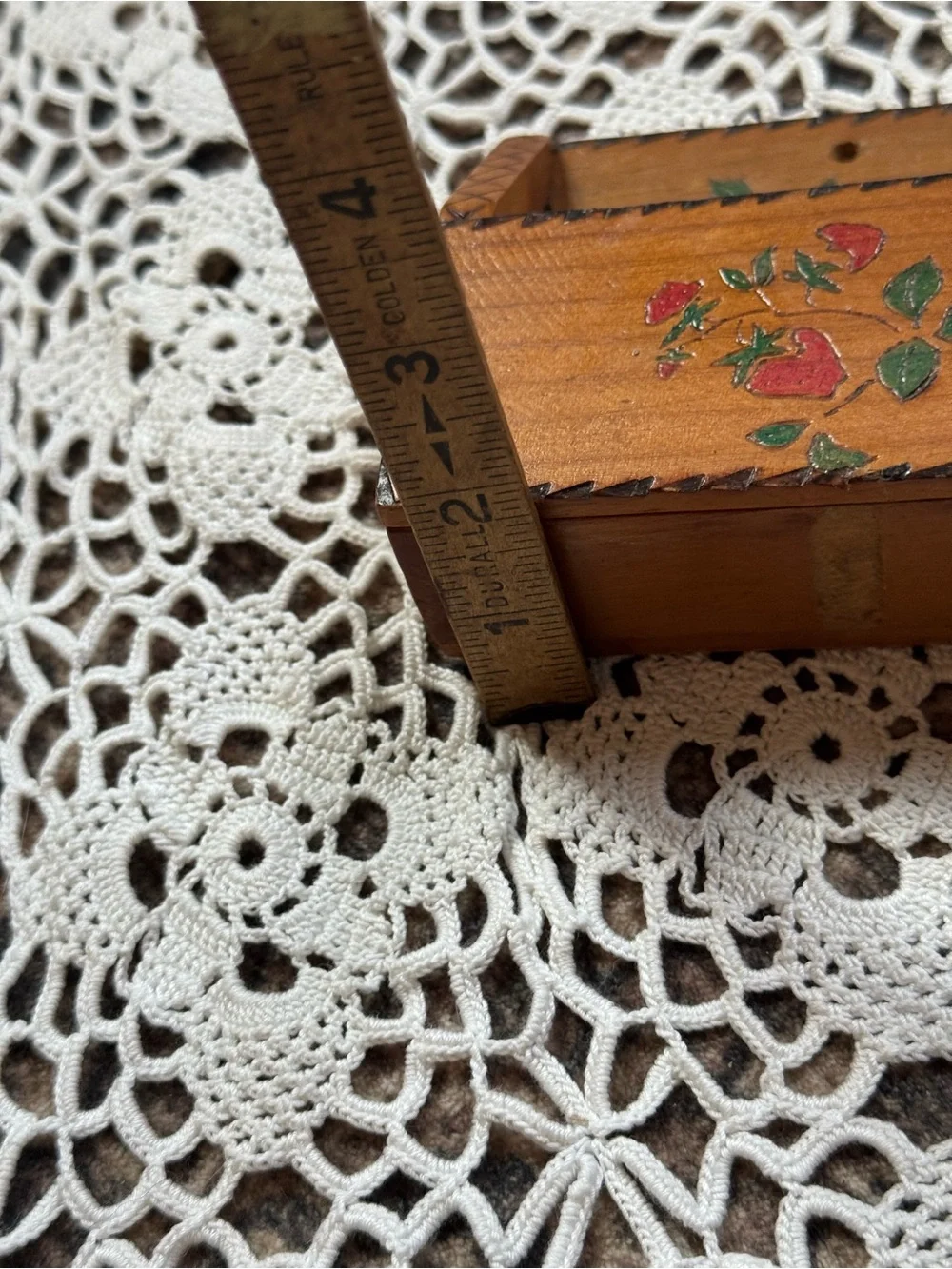 Vintage Hand-Painted Strawberry Wooden Wall Box